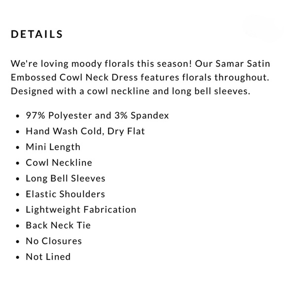 VICI Samar Satin Embossed Roses Cowl Neck Mini S NWOT - Picture 5 of 13